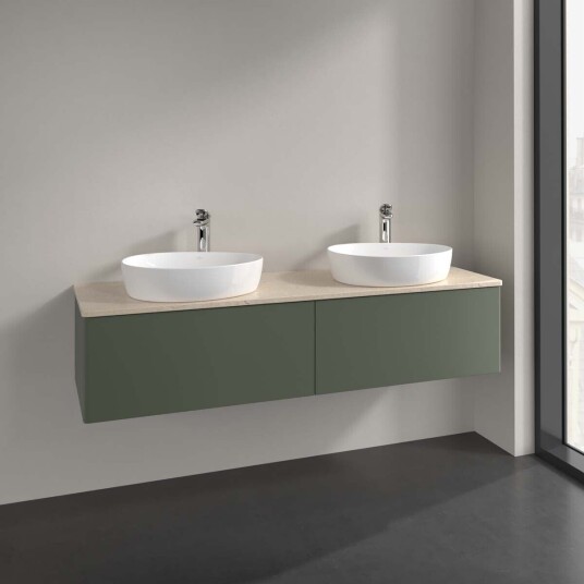Villeroy & Boch Antao Servantskap med 2 skuffer 160x50x36 cm m/lys Grønn Matt/Crème Villeroy & Boch Antao Servantskap med 2 skuffer 160x50x36 cm m/lys Grønn Matt/Crème