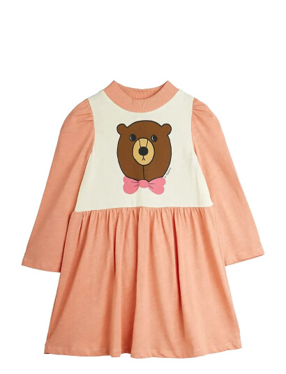 Mini Rodini Bear Sp Ls Dress - Coral - 116/122