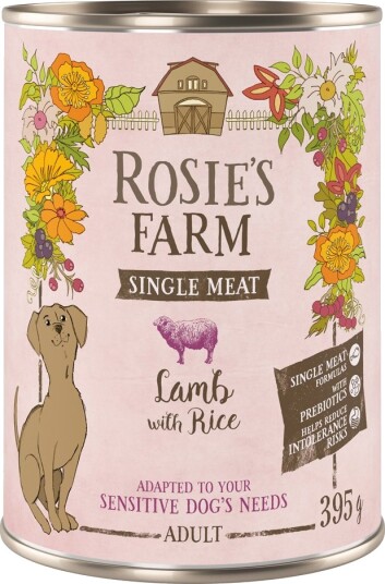 Rosie'S Farm Våtfôr Adult Single Meat Og Ris Lam 6 X 395 G