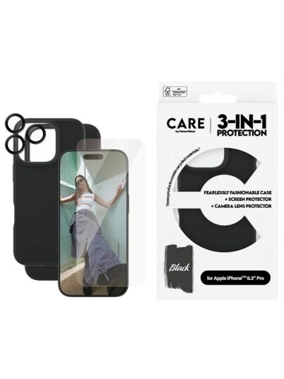 Care by PanzerGlass 3-i-1 Bundle til iPhone 16 Pro - Skjermbeskyttelse og Deksel Care by PanzerGlass 3-i-1 Bundle til iPhone 16 Pro - Skjermbeskyttelse og Deksel