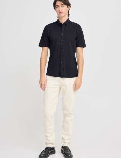 Casual Friday Cffolke Ss Bu Jersey Piquet Shirt - Navy - M