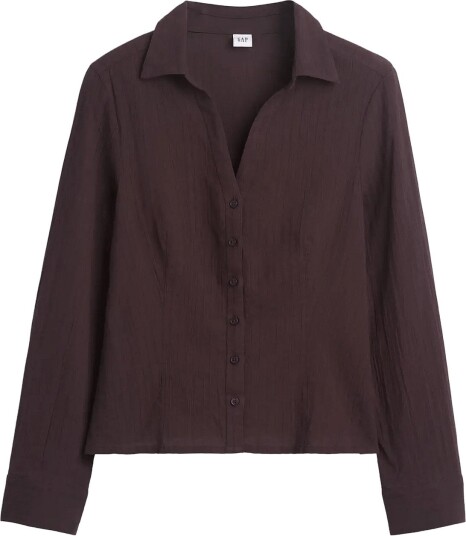 GAP Textured Dobby Fitted Shirt From The Gap Collection   Brown   M