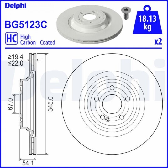 Bremseskive DELPHI BG5123C Bremseskive DELPHI BG5123C