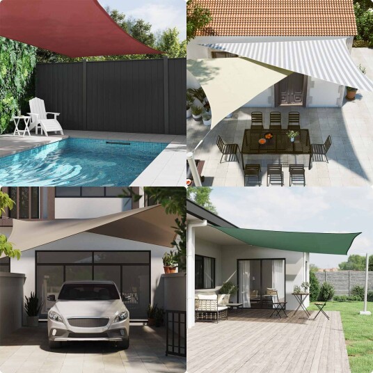  Solskygge seil Lys Grå og Hvit 4,5 × 3 m 100% polyester Oxford