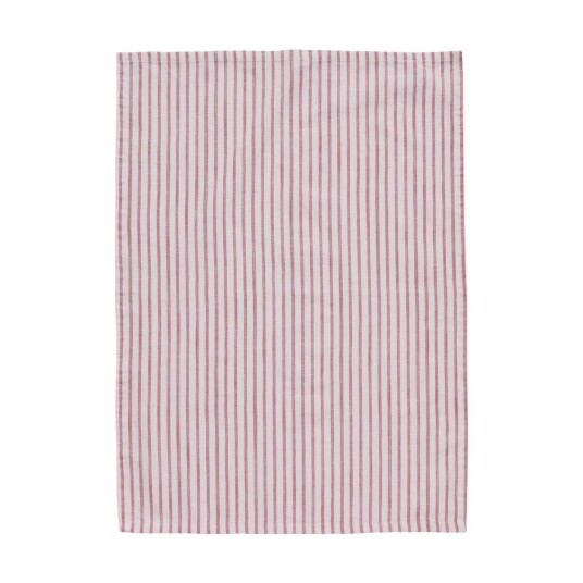 Lene Bjerre Olivia kjøkkenhåndkle smale striper 50x70 cm Off White-Dark Coral