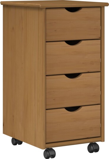 vidaXL Rullende skap Honning brun 34 x 39 x 65,5 cm Massiv furu vidaXL Rullende skap Honning brun 34 x 39 x 65,5 cm Massiv furu