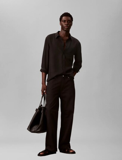 Calvin Klein Ls Drapey Lyocell Easy Shirt Black L