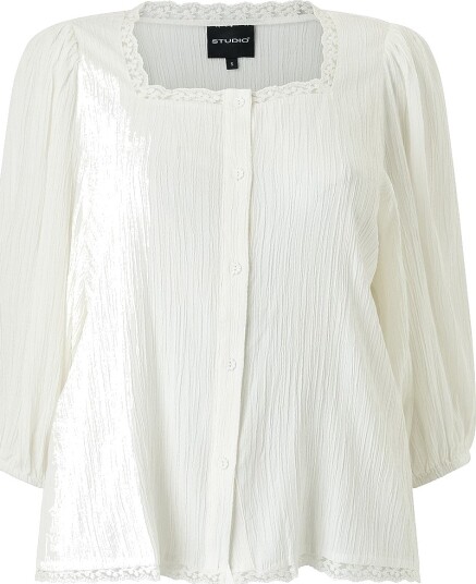 Studio Bluse sAntonia Cardigan Hvit Studio Bluse sAntonia Cardigan Hvit