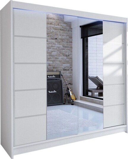 Canderbury Garderobe med Speil 180x215 cm - Hvit