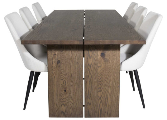 Venture Design Logger & Leone spisegruppe Natur/beige 6 st stoler & bord 210 x 100 cm