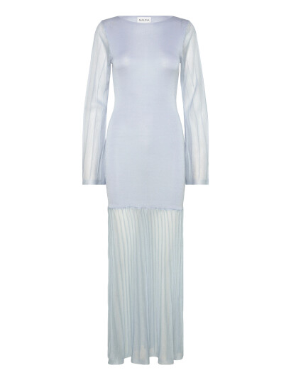 Malina Haisley Sheer Knitted Maxi Dress Blue L