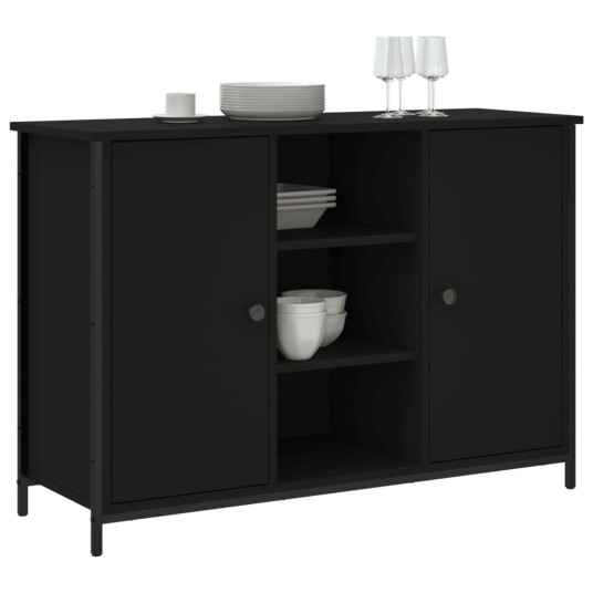 vidaXL Skjenk svart 100x35x70 cm konstruert tre