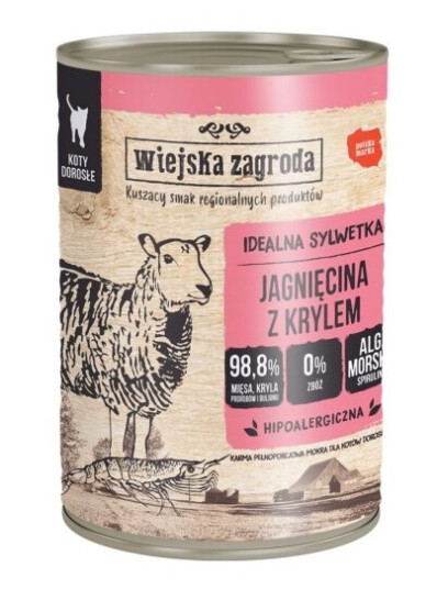 Wiejska Zagroda Lamb With Krill Våd Kattefoder 400G