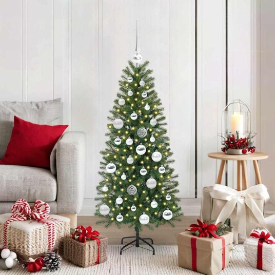  Kunstig juletre med 150 LED med stativ grønn 120 cm PE og PVC
