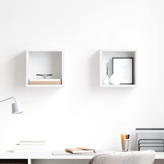 Vegghyller kubeformet 2 stk hvit 26x15x26 cm Vegghyller kubeformet 2 stk hvit 26x15x26 cm