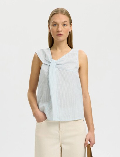 Selected Slfhannah Sl Twist Top - Blue - 38 Selected Slfhannah Sl Twist Top - Blue - 38