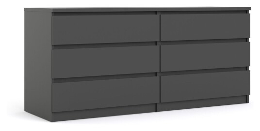 Tvilum Naia Dobbelt kommode m. 6 skuffer, Svart Unoliving