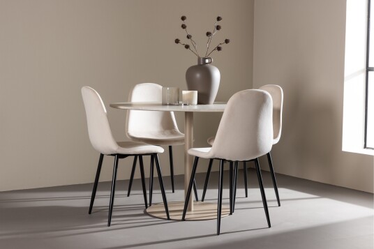 Venture Home Matgruppe Lycke 110 cm Rund med 4 Polar stoler Beige/Beige
