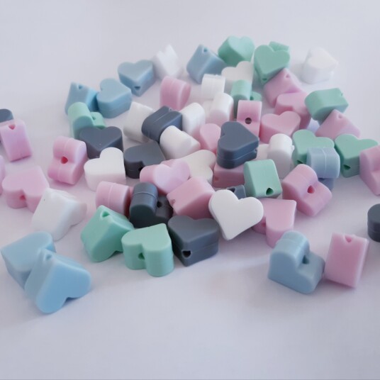 Babysjarm 2pk Silikonperler Hjerte 14mm