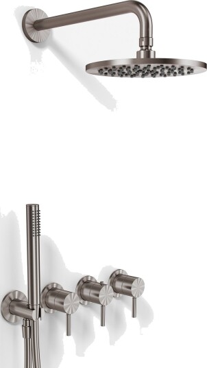 Semplice STB801 S05 Rain Delux Smartterm Ø20cm Easyclean Vegg PVD Børstet Stål Dusjsett