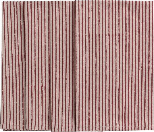Chamois   Servietter Stripe 4 stk   Rød