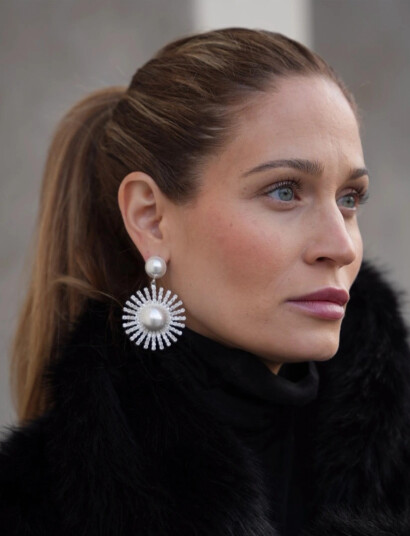 By Jolima Glow Earring Crystal Steel Silver 6 cm