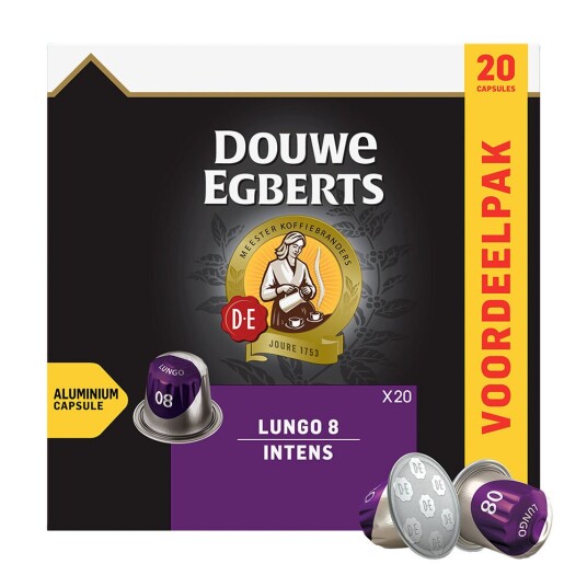 Nespresso Douwe Egberts Lungo 8 Intense XL til Nespresso. 20 kapsler
