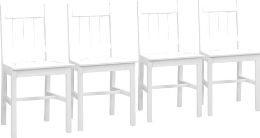 Sett med 4 hvite moderne spisestoler i furu