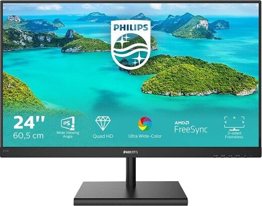 Philips 245E1S 23.8" QHD IPS-skjerm 75Hz med Matt Overflate Philips 245E1S 23.8" QHD IPS-skjerm 75Hz med Matt Overflate