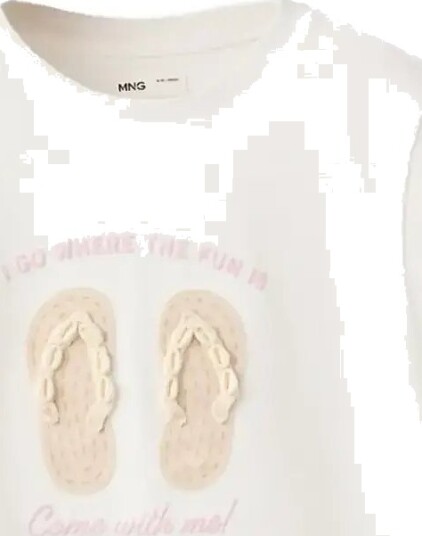Mango Cotton T Shirt With Shell Detail   White   5 6