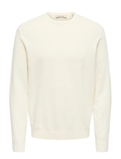 ONLY & SONS Onstim Reg Ls Linen Crew Knit Noos Cream XL