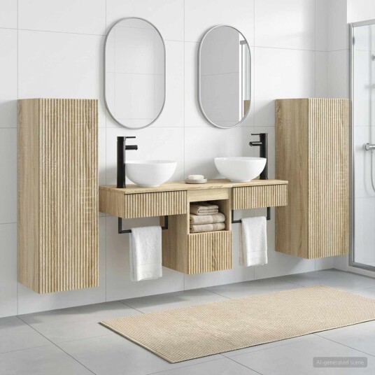 vidaXL Baderomsinnredningssett 5 stk. Sonoma eik 33 x 34,5 x 100 cm vidaXL Baderomsinnredningssett 5 stk. Sonoma eik 33 x 34,5 x 100 cm