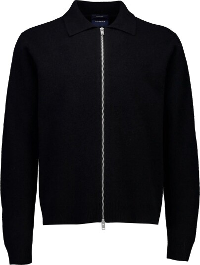 Lindbergh Boiled Wool Zip Cardigan BLACK S