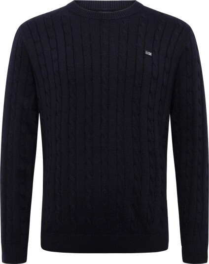 Lexington Clothing Cotton Cable Knitted Sweater Navy M Lexington Clothing Cotton Cable Knitted Sweater Navy M