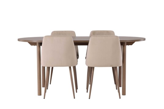 Venture Design Andy & Night spisegruppe Brun/natur 4 stoler & bord 180 x 90 cm