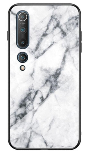 INCOVER Xiaomi Mi 10 5G / Mi 10 Pro 5G Marmordeksel med Glassrygg - Hvit