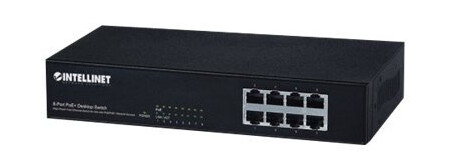 Intellinet 8-Port Fast Ethernet Poe+ Switch, 8 X Poe Ports, Ieee 802.3At/Af Power-Over-Ethernet (Poe+/Poe), Endspan, Desktop, Box - Switch + 8 X 10/100 Poe+ - Stasjonær - Poe+