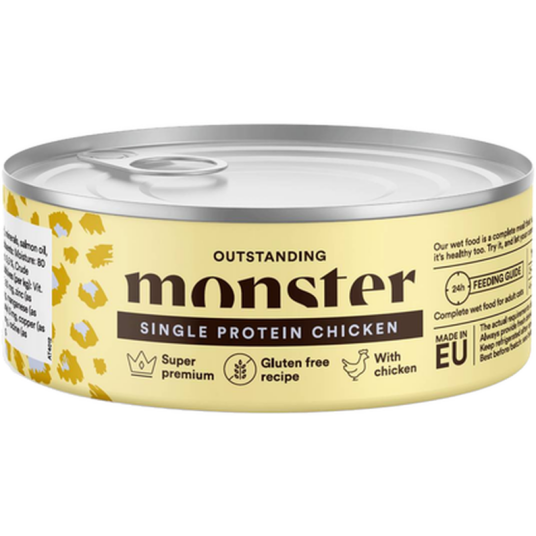 Monster Pet Food Cat Adult Single Chicken Burk 100 G X 6 Katt Kattefôr & Kattemat Våtfôr Og Våtmat