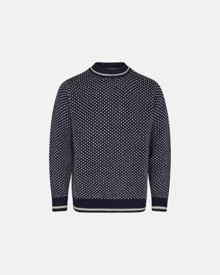 Dovre Pullover 'strik' 100% ull Navy Dovre Pullover 'strik' 100% ull Navy