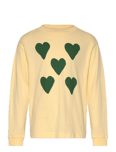 THE ANIMALS OBSERVATORY Hearts Yellow Dof Lonf Sleeve T-Shirt - Yellow - 8 Y