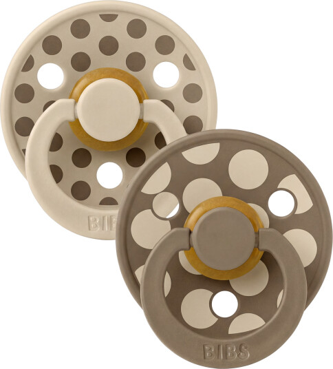BIBS Pacifier Studio Colour Polka Mix Latex Vanilla/Dark Oak Size