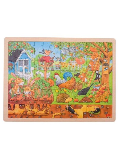 Goki Wooden Puzzle - Life in the Garden Tre Goki Wooden Puzzle - Life in the Garden Tre