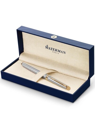 Waterman Hémisphère Fountain Pen Stainless Steel with 23k Gull Trim Medium Nib Blå Ink Gift Box Waterman Hémisphère Fountain Pen Stainless Steel with 23k Gull Trim Medium Nib Blå Ink Gift Box