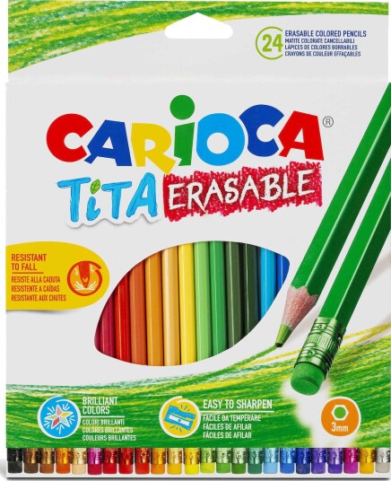 Carioca Fargeblyanter Med Viskelær 3 mm 24 Farger