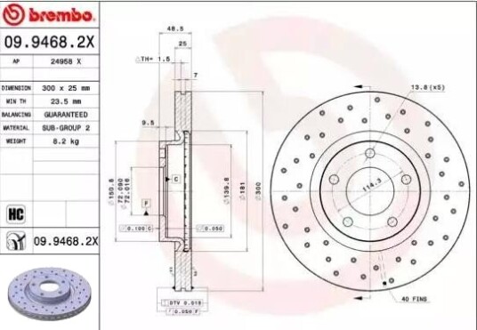 Bremseskive BREMBO 09.9468.2X