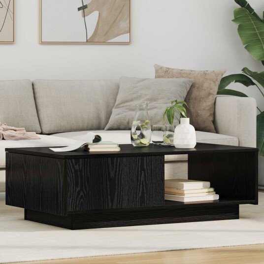 Kaffebord med skuff Svart Eik 95 x 55 x 31 cm Konstruert tre