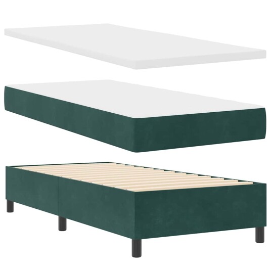 Box Spring Seng med Madrass i Mørkegrønn 90x200 cm Fløyel