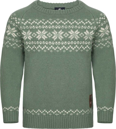 Gridarmor Kids' Snøkrystall Round Neck Ullgenser Green/white 134/140 Gridarmor Kids' Snøkrystall Round Neck Ullgenser Green/white 134/140