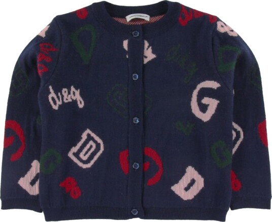 Dolce & Gabbana Cardigan Ull Navy m. Logoer Dolce & Gabbana 8 år 128 Cardigan Blå