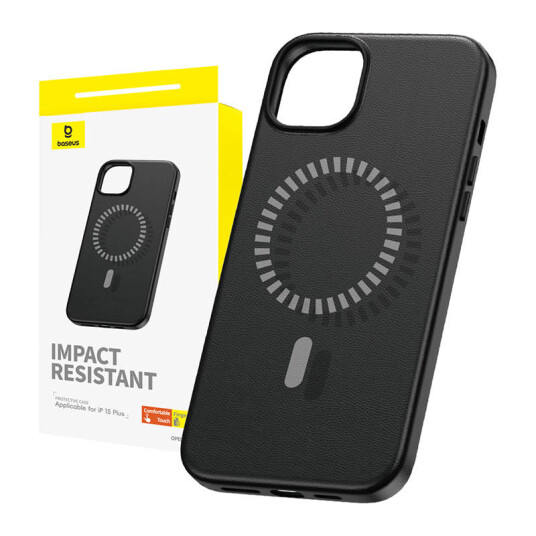 Baseus Magnetic Phone Case for iPhone 15 Plus  Fauxther Series (Black)